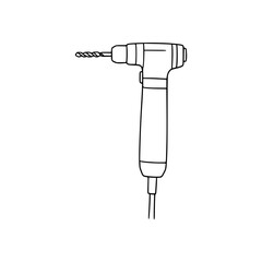 Line Art of Surgical Drill Illustration - Medical Bone Drilling Tool