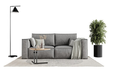 Free PND a living room with modern living room with sofa. Decorated home mockup with free space. 3d illustration, 3d rendering.	
