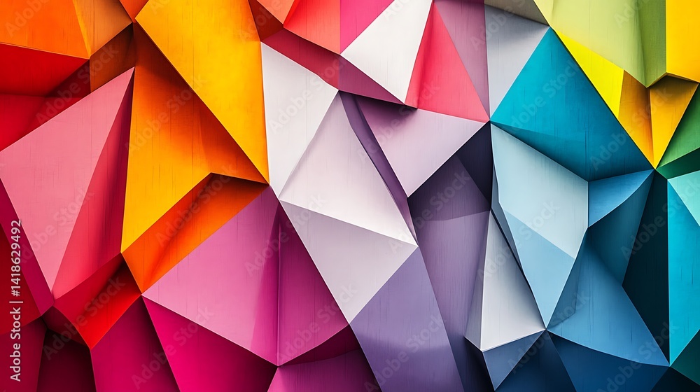 Aufkleber vibrant abstract geometric pattern with colorful triangles