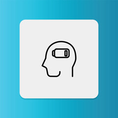 Head with a tech device, symbolizing AI support in mental health care.