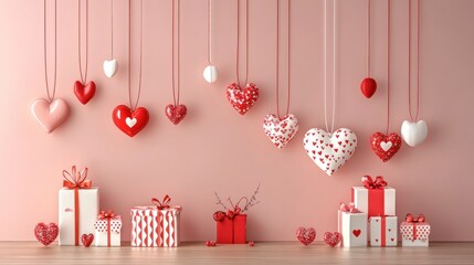 sweetly suspended hearts and delightful gifts a romantic array for valentine's day celebrations and heartfelt expressions of affection
