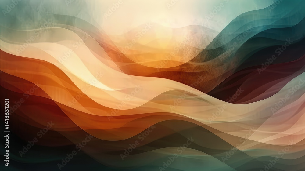 Poster layered abstract shapes in warm earth tones. digital image for artistic and natural design. abstract