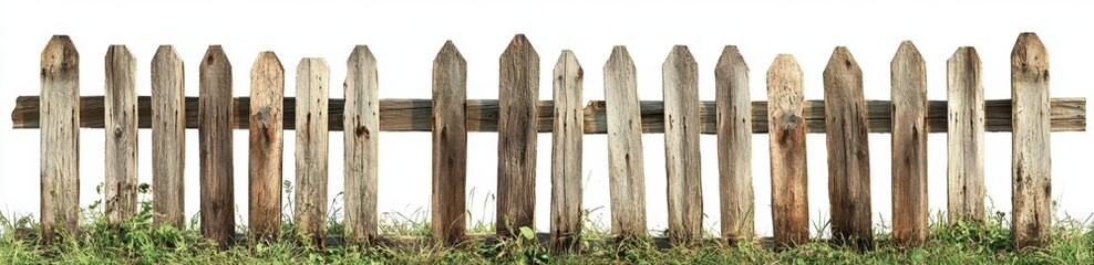 Wooden Fence Panels with a Rustic Design Against Plain Background