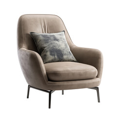 A cozy chair with a decorative pillow