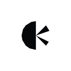Letter K, half geometric symbol simple logo vector