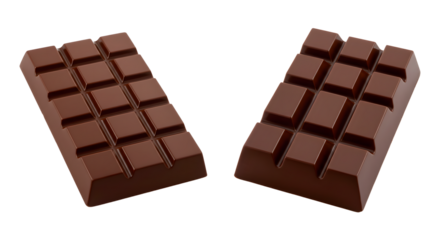 Chocolate Bar Delicious Treat on Isolated White Background Two Units