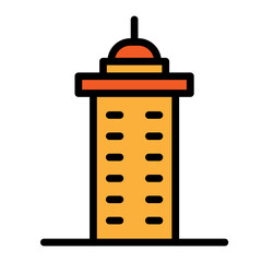 Highrise Building Swaying Vector Filled Icon Design