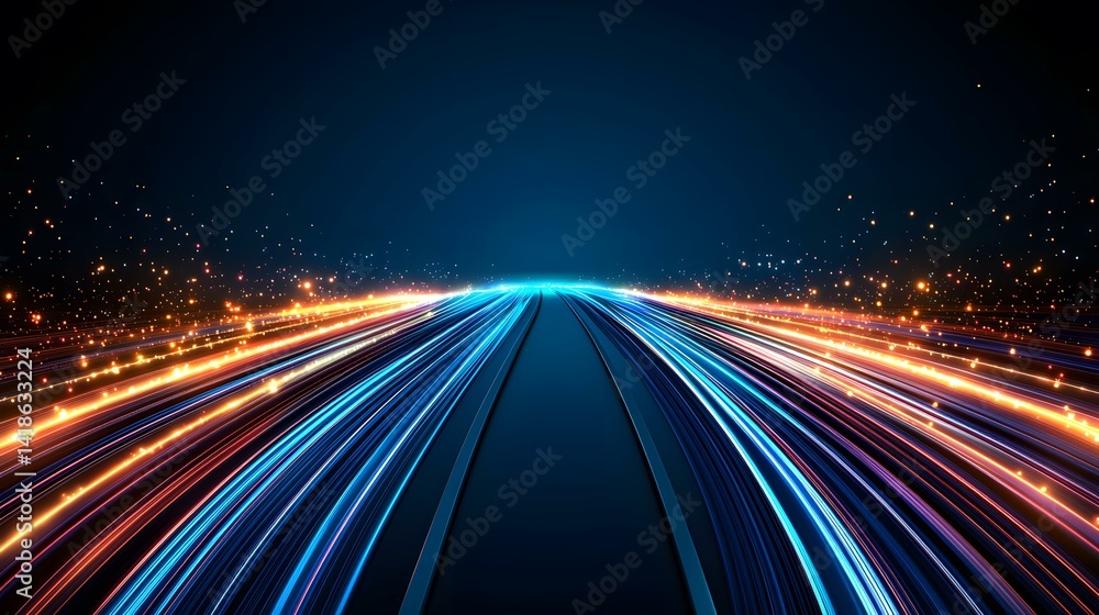 Poster the image contains an abstract representation of speed and movement, showing glowing streaks of ligh
