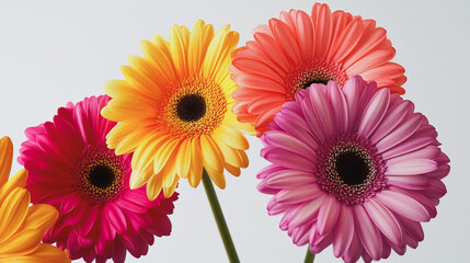 Elegant wedding invitation card background . Minimal hand painted watercolor Gerbera flowers texture template background. Design for wedding, vip cover, poster, rsvp moderncard.Valentine's Day