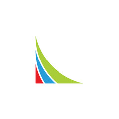 Letter m papers, colorful geometric symbol simple logo vector