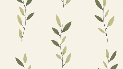 Fototapeta premium seamless botanical pattern featuring stylized olive branches in varying shades of green against a soft off-white backdrop enhancing visual harmony