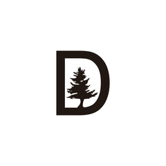 Letter D tree, illustration geometric symbol simple logo vector