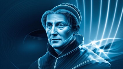 Monochromatic Portrait of a Determined Man in a High-Necked Garment