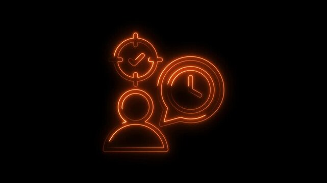 Glowing neon discipline icon 4k  isolated on black background. HD Video motion graphic animation