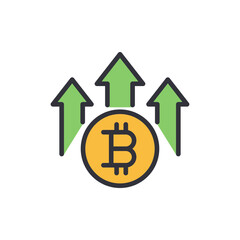 Bitcoin analytics colored icons, minimalist vector illustration ,simple transparent graphic element .Isolated on white background