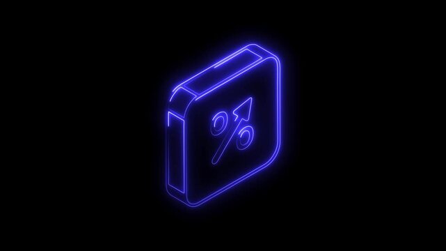 Glowing neon discount icon isolated on black background. HD Video motion graphic animation