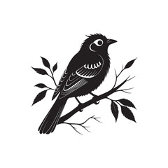 Stylized Bird Silhouette Perched on Branch