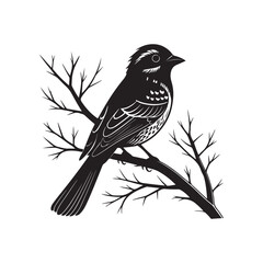 Stylized Bird Silhouette Perched on Branch