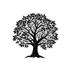 Fototapeta premium Silhouette vector of the tree with leaves , Tree of life with leaves, vector illustration