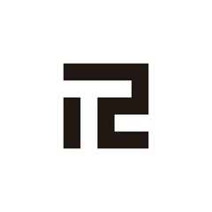 Letter T number 2 geometric symbol simple logo vector