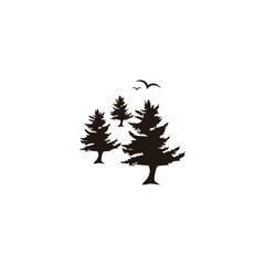 Forest, birds geometric symbol simple logo vector