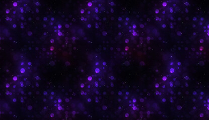 Purple bokeh lights hovering against dark backdrop, generating ethereal abstract pattern
