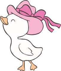 Tiny Cowgirl with hat and bow Cartoon Playful Western Goose Hand Drawn