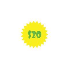 $20, sale, geometric symbol simple logo vector