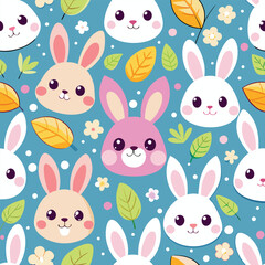 cute bunny seamless pattern vector