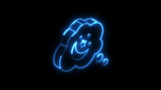 Glowing neon dreams icon 4k isolated on black background. HD Video motion graphic animation