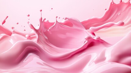 Soft Pink Liquid Splash on Smooth Surface Creating Dynamic Motion