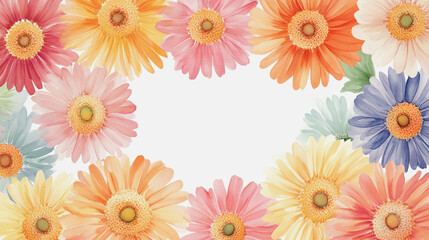 Elegant wedding invitation card background . Minimal hand painted watercolor Gerbera flowers texture template background. Design for wedding, vip cover, poster, rsvp moderncard.Valentine's Day