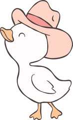 Tiny Cowboy with hat Cartoon Playful Western Goose Hand Drawn