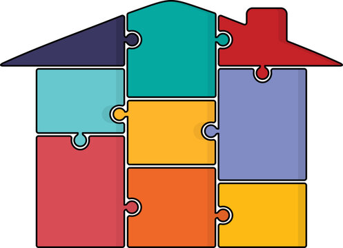 Puzzle House Jigsaw Illustration