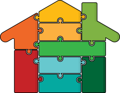 Puzzle House Jigsaw Illustration