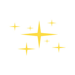 Shine or sparkle vector. Sparkling star in yellow color on white background. Vector illustration