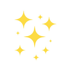Shine or sparkle vector. Sparkling star in yellow color on white background. Vector illustration