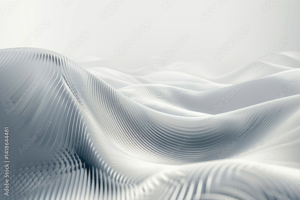Poster abstract white flowing waves resembling fabric. background image of 3d rendering art with wavy textu