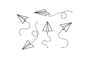 paper airplane icon line design set