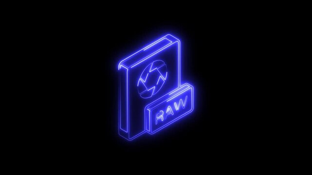 Glowing neon file extension icon 4k  isolated on black background. HD Video motion graphic animation