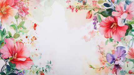 Elegant wedding invitation card background . Minimal hand painted watercolor botanical flowers texture template background. Design for wedding, vip cover, poster, rsvp moderncard.Valentine's Day