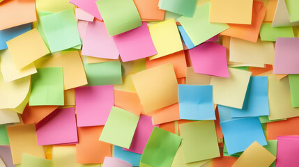 A bunch of colorful sticky notes are scattered all over the page