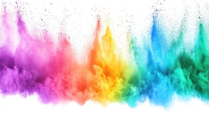 vibrant spectrum explosion a mesmerizing display of colorful powder spreading with brilliant hues against a pristine white backdrop