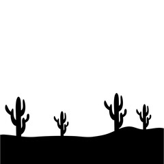 Fototapeta premium Desert cactus silhouette. Vector illustration 