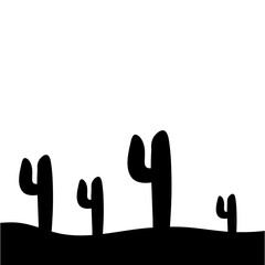 Desert cactus silhouette. Vector illustration 