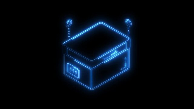 Glowing neon zer icon 4k isolated on black background. HD Video motion graphic animation