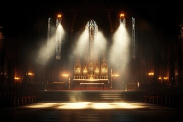 Empty church illuminated