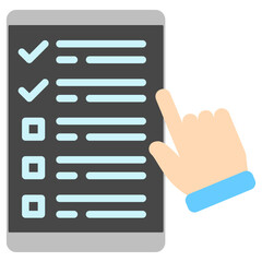 Digital Filing mini illustration flat color icon, use for taxation, economy, business, finance, UI, UX kit, app and web development, digital or print.