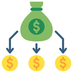 Income Detail mini illustration flat color icon, use for taxation, economy, business, finance, UI, UX kit, app and web development, digital or print.