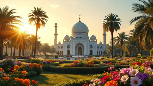 taj mahal at sunset
